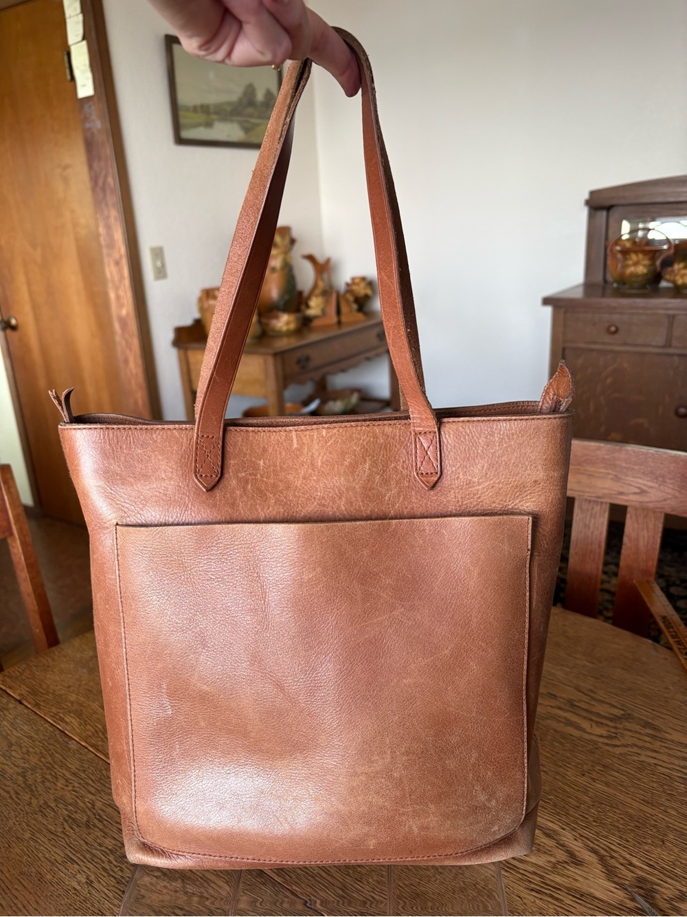 Madewell Transport Leather Tote with Front Pocket